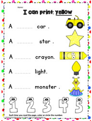 Print the sight word yellow